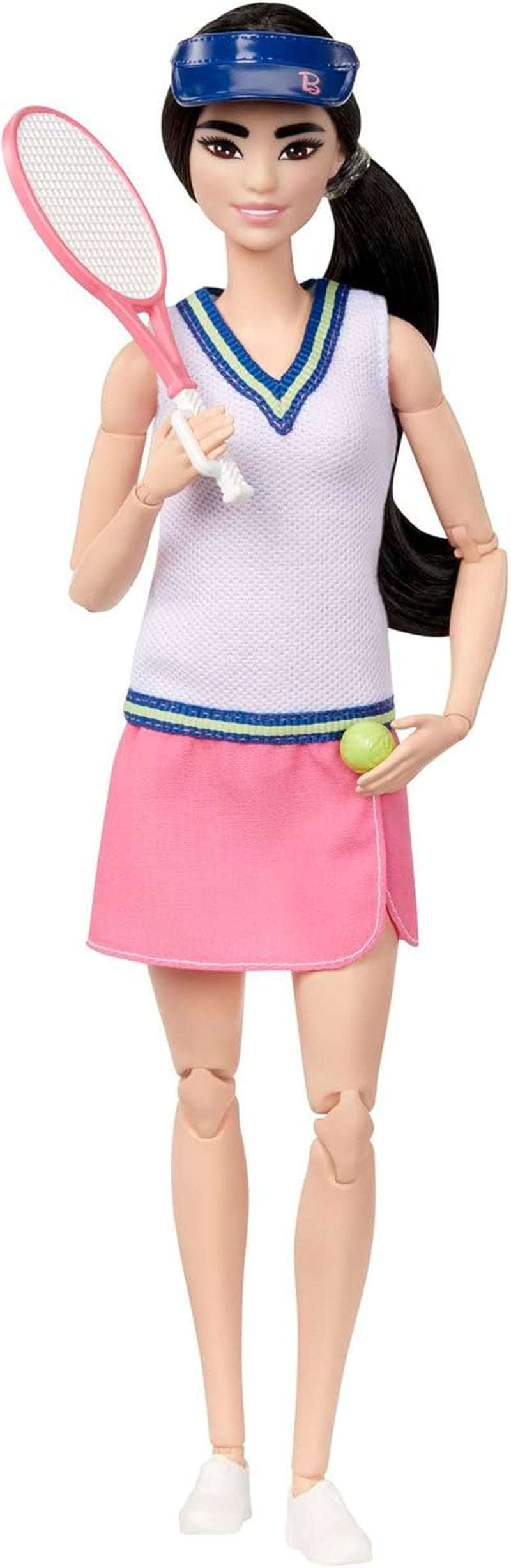Lalka Barbie Made to Move – tenisistka z rakietą i piłką – lalka z 22 przegubami do realistycznej zabawy, dla fanów tenisa i dzieci w wieku od 3 lat, HKT73