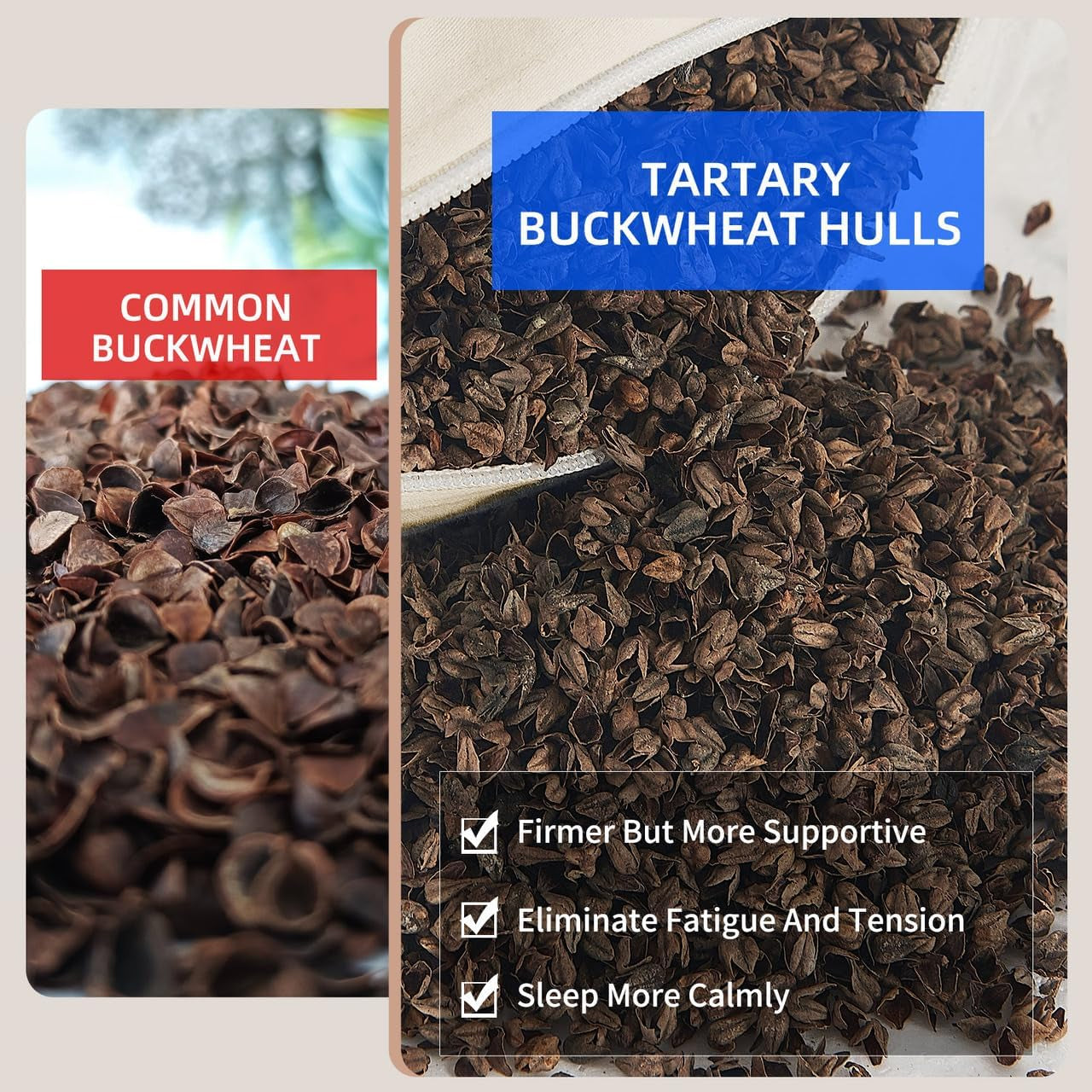 LOFE Organiczna poduszka do spania z gryki 14 x 20 cali Regulowana, oddychająca, chłodna poduszka do spania dla osób śpiących na plecach i bokach (łuski gryki tatarskiej) Poduszki standardowe Naty Shop