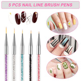 Sularpek Pinsel do zdobienia paznokci, 5 Stück Nageldesign Pinsel, Narzędzia do rozsiania paznokci, Nail Art Liner-Pinsel, Zum Herstellen Von Nagellack, Punktieren, Feinmalerei, DIY