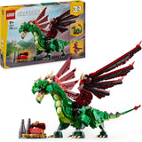 LEGO Creator 3w1 Zielony smok - Zabawka - Przekształca się w węża morskiego lub Feniksa - Zabawka do budowania zwierząt dla dzieci - Prezent dla chłopców i dziewcząt od 9 lat 31161 Zestawy do budowania Besuche den LEGO-Store Domyślny tytuł