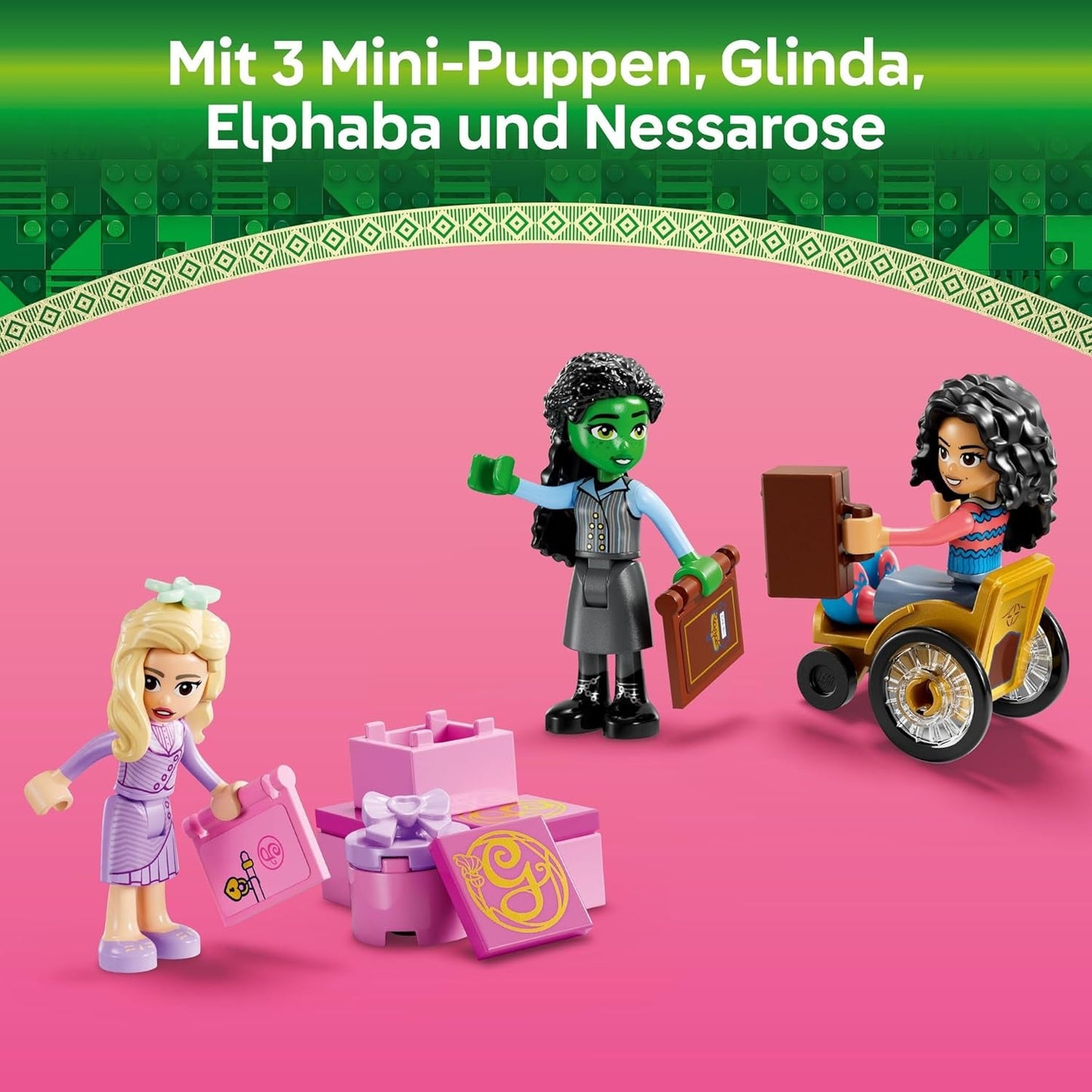 LEGO Wicked Glinda, Elfaba i Nessarose na żaglówce Uniwersytetu Shiz i 3 figurkach łódki Prezent dla dziewcząt i chłopców od 7. roku życia Miłośnicy domków dla lalek 75681 Zestawy do budowania Besuche w sklepie LEGO