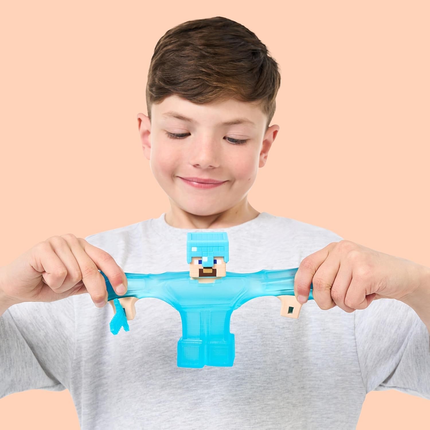 Heroes of Goo Jit Zu – rozszerzalna figurka Minecrafta – Steve z diamentową zbroją i mieczem, super rozciągliwy wypełniacz Goo z ukrytym diamentowym elementem wewnątrz, powiększa się do 3x rozmiaru Figurki Naty Shop