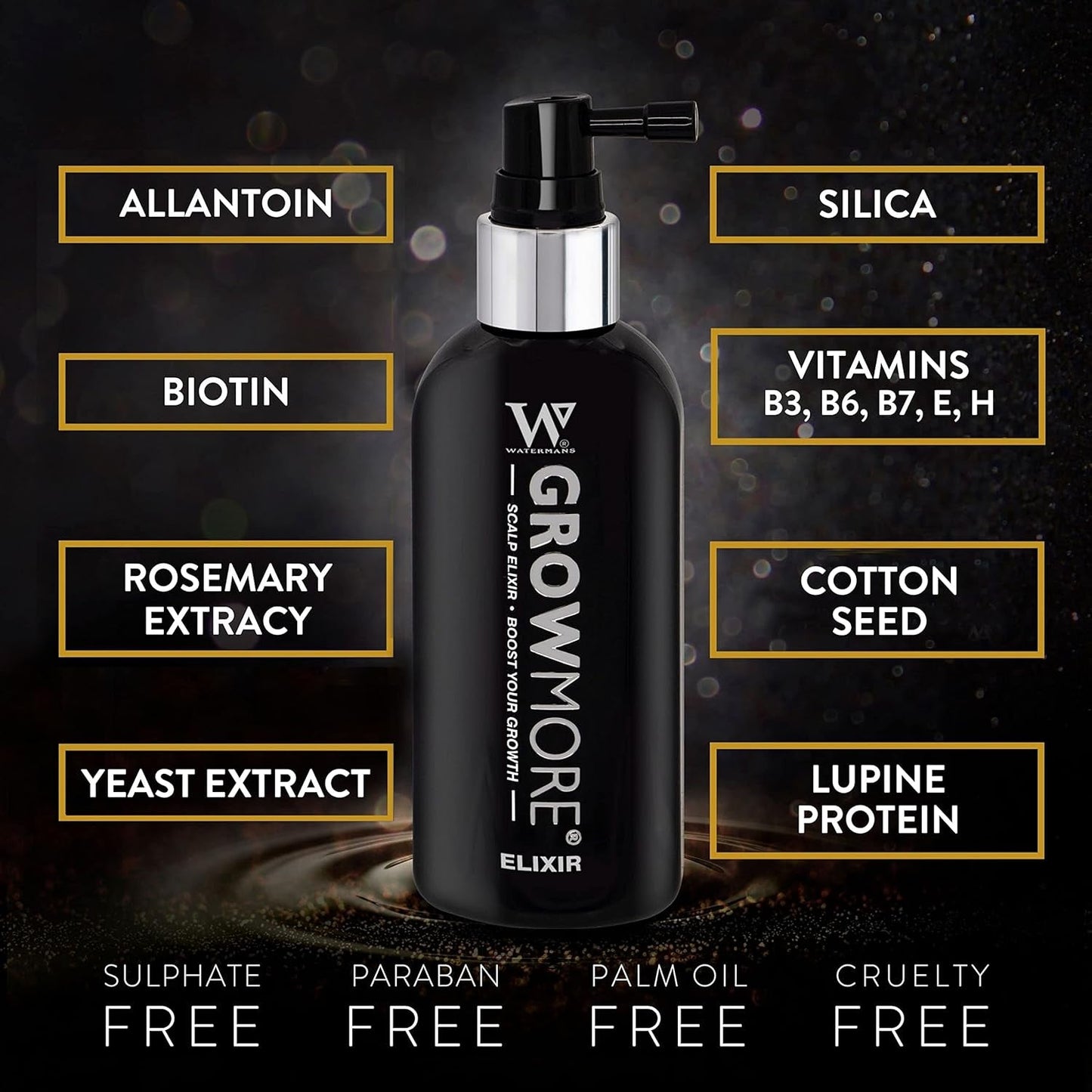 Watermans Grow More Elixir Serum na porost włosów - Wzmacnia cebulki włosów - Wspomaga porost włosów - Dla kobiet i mężczyzn Pielęgnacja włosów Naty Shop