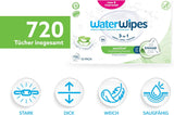 WaterWipes Sensitive+ Hydrating Boost Chusteczki nawilżane, Chusteczki nawilżające, 720 szt. (12 szt.), 3 w 1 Czyszczenie, pielęgnacja, nawilżanie, 99% wody z aloesu, bezzapachowe chusteczki dla dzieci