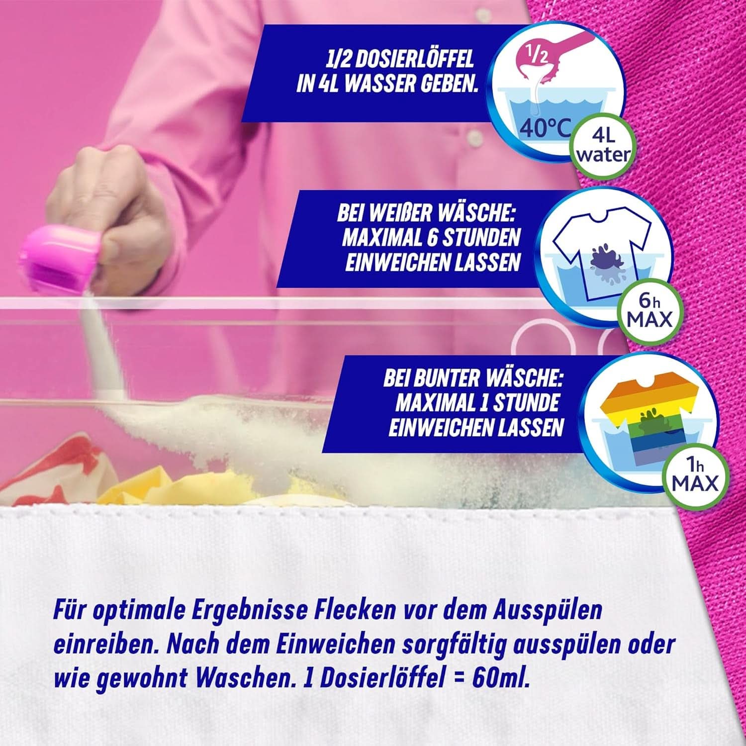 Vanish Oxi Action Powder Pink - 1.125 Kg - bezchlorowy proszek do usuwania plam i ulepszania prania - do prania kolorowego Proszki do prania Naty Shop