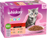 Whiskas Junior Classic Selection Mokra karma dla kotów w sosie, 48 saszetek, 12 x 85 g (4 sztuki w opakowaniu) - Wysokiej jakości mokra karma dla rosnących kotów, od 2 do 12 miesięcy