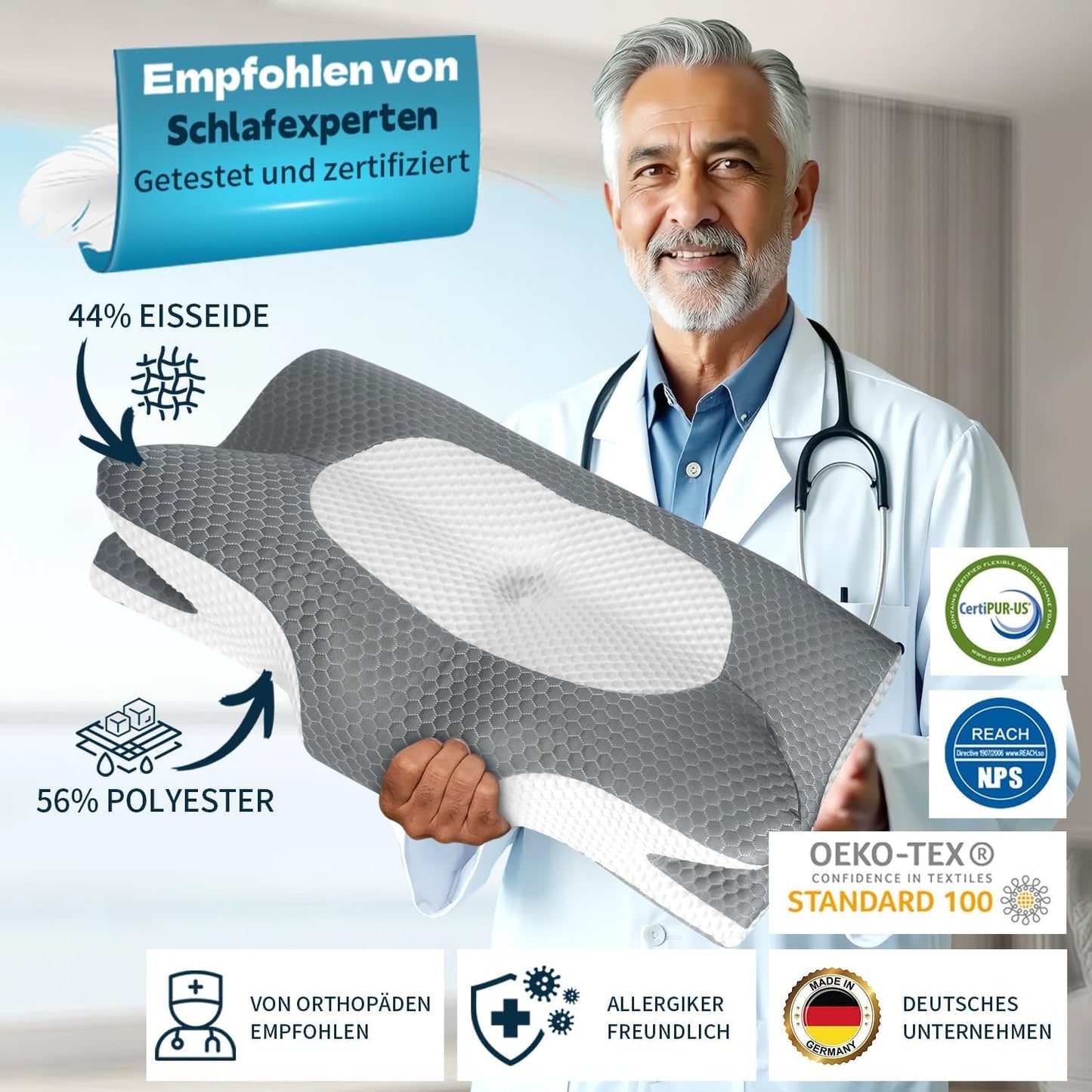 IDEA Poduszka Poduszka Memory Foam, Poduszka Ergonomiczna Poduszka Ortopedyczna Na Ból Szyi, Poduszka do Spania Na Boczne Bóle Pleców i Brzucha, Poduszka Pod Szyję Poduszka Przeciw Chrapaniu dla Dorosłych Poduszki Ortopedyczne Szyjki Naty Shop