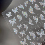 Aurora Muschel Schmetterling Nagelsticker Weiß Schmetterlinge Naklejka na paznokcie Gelee Relief Butterfly Nagelaufkleber Y2K Motyle Nagel Naklejka Nägel Nageldesign Nagel Zubehör Naklejki na paznokcie Nailart