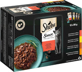 Sheba Sauce Collection Mokra karma dla kotów, porcjowane saszetki, słone opakowanie zbiorcze, 4x12x85g