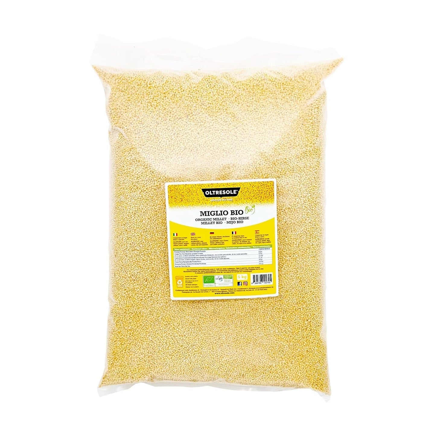Ekologiczne proso 1 kg, organiczne ziarno bogate w błonnik i minerały, proso żółte do spożycia, opakowanie idealne dla rodziny