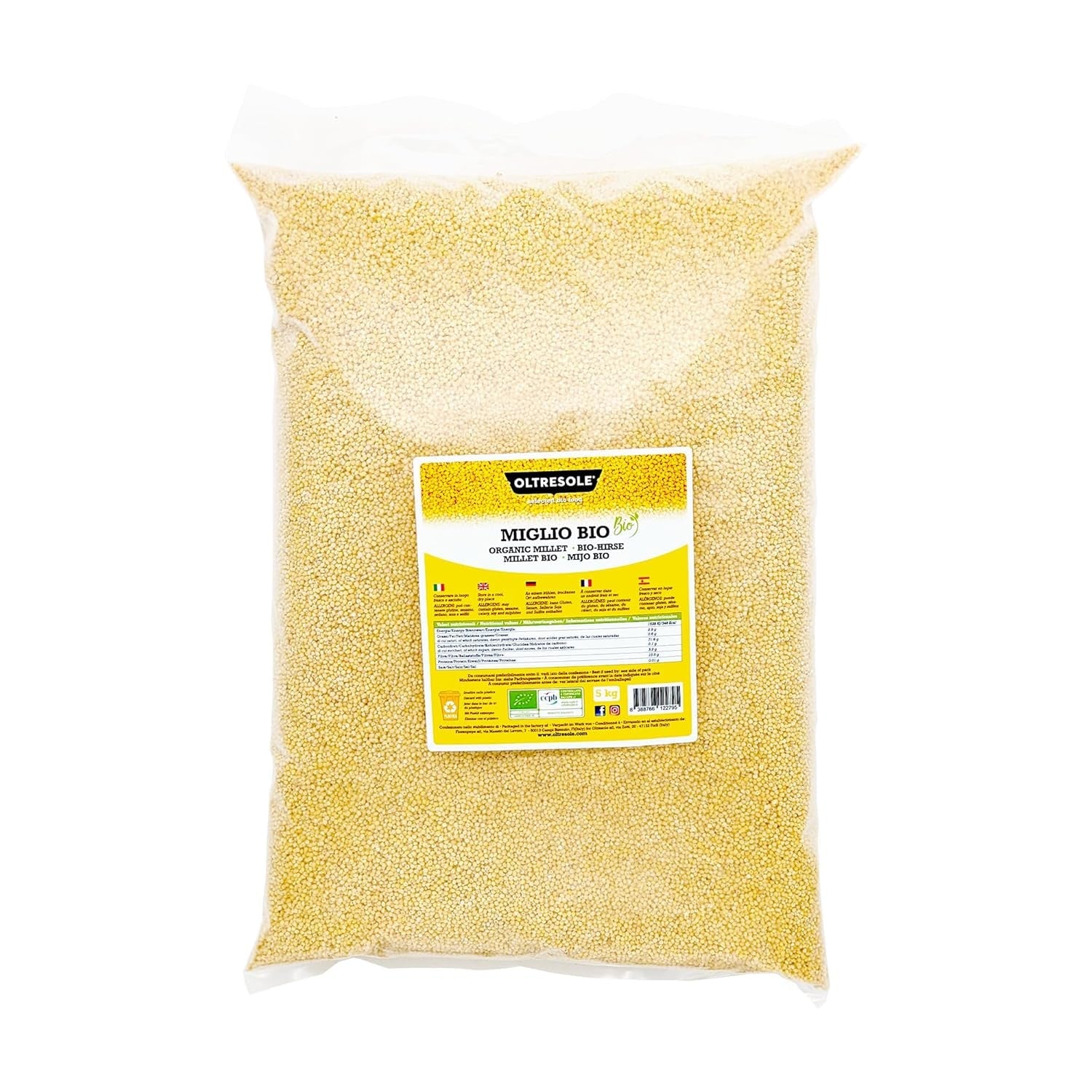 Ekologiczne proso 1 kg, organiczne ziarno bogate w błonnik i minerały, proso żółte do spożycia, opakowanie idealne dla rodziny
