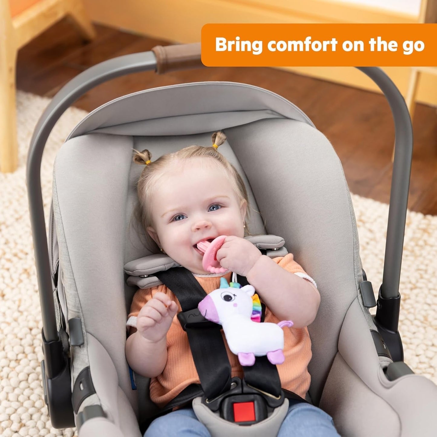 Bright Starts SootheMate Plush Pacifier, Unicorn - Odpinany smoczek w kształcie smoczka dla noworodków i starszych dzieci