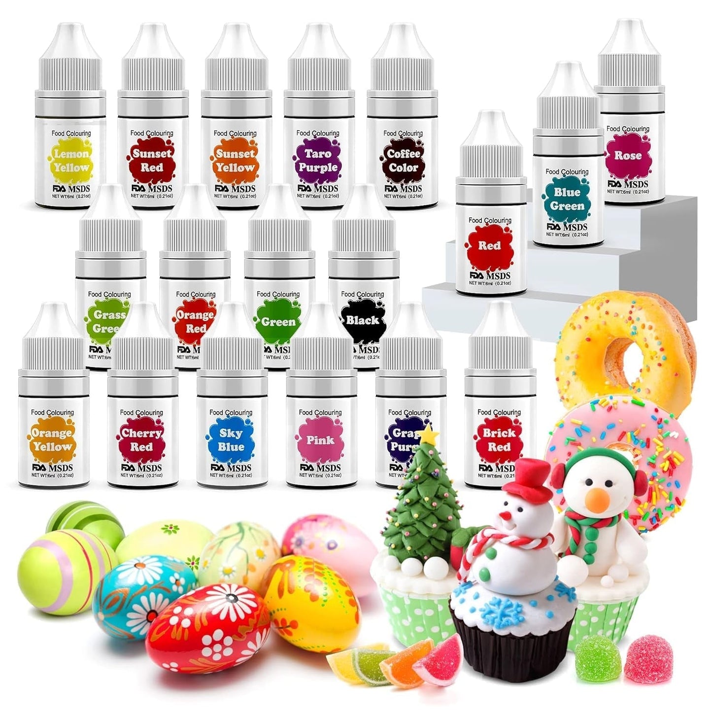 Barwnik spożywczy 9 ​​x 10 ml, barwnik spożywczy w płynie - zestaw barwników spożywczych do dekorowania ciast, makaroników, pączków, krówek, lukru, mydeł DIY, lodów, barwnika do mydła, barwnika do pistoletu natryskowego