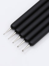 Nagelkunst-Pinsel, 5 Stück, Nailart-Pinsel, Punktierstift-Werkzeuge, Malkunst-Design-Pinsel-Set Für Lange Linien, Dünne Detale, Feine Zeichnungsgrößen 7/9/11/15/22 Mm, Czarny