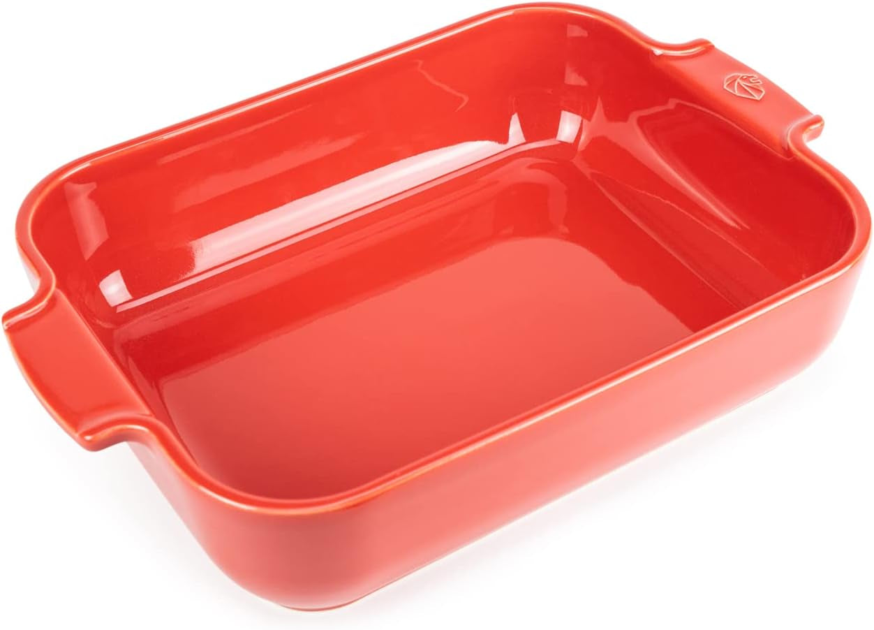 Peugeot Appolia Rechteckige Auflaufform Mit Griffen, Keramik, Schiefer / Grau, 7,2X31X21,7 Cm, Fassungsvermögen: Ca. 2 L, 60060 Formy i blachy do pieczenia Naty Shop Rot