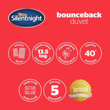 Kołdra Silentnight typu „bounceback”, 13,5 tog, duży rozmiar, tkanina z domieszką bawełny, biała, duży rozmiar. Kołdry i kołdry Naty Shop