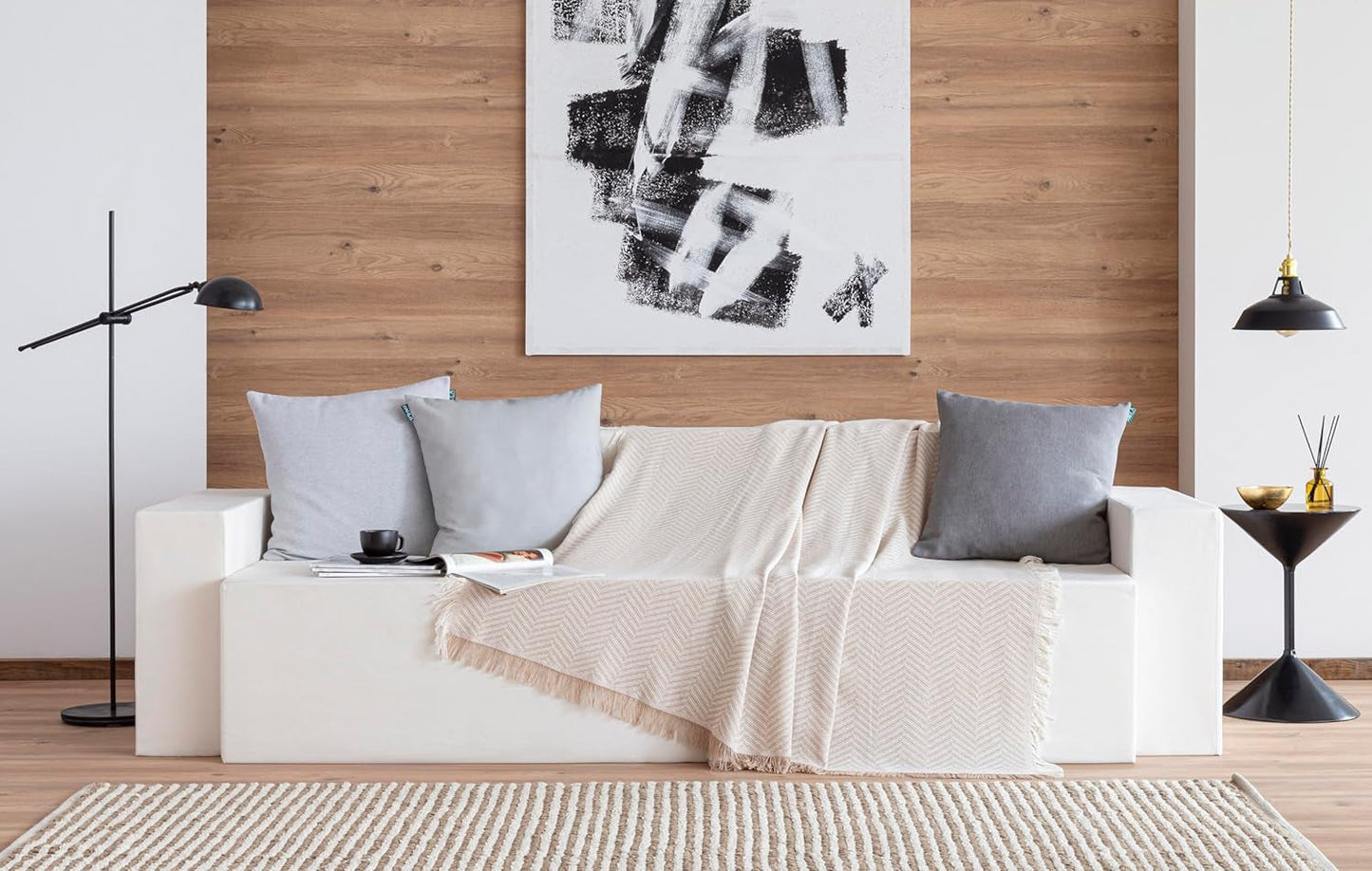 Todocama wielofunkcyjna narzuta, narzuta, narzuta, narzuta na sofę, jarapas, wzór w jodełkę (230 x 260 cm, piaskowy beż). Łóżka i koce Besuche den Todocama-Store