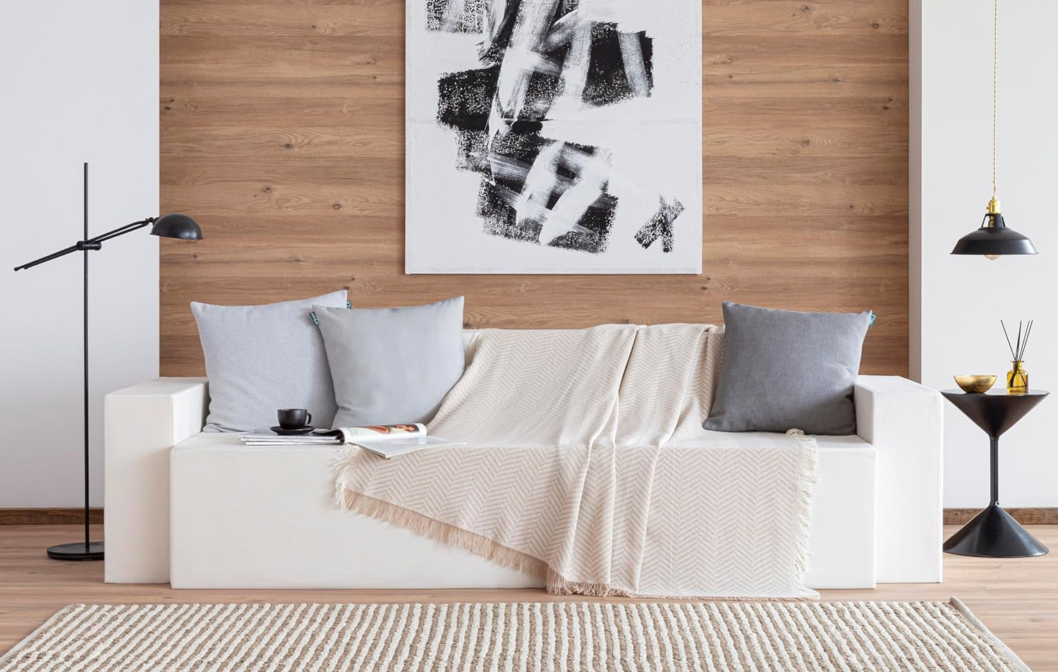Todocama wielofunkcyjna narzuta, narzuta, narzuta, narzuta na sofę, jarapas, wzór w jodełkę (230 x 260 cm, piaskowy beż). Łóżka i koce Besuche den Todocama-Store