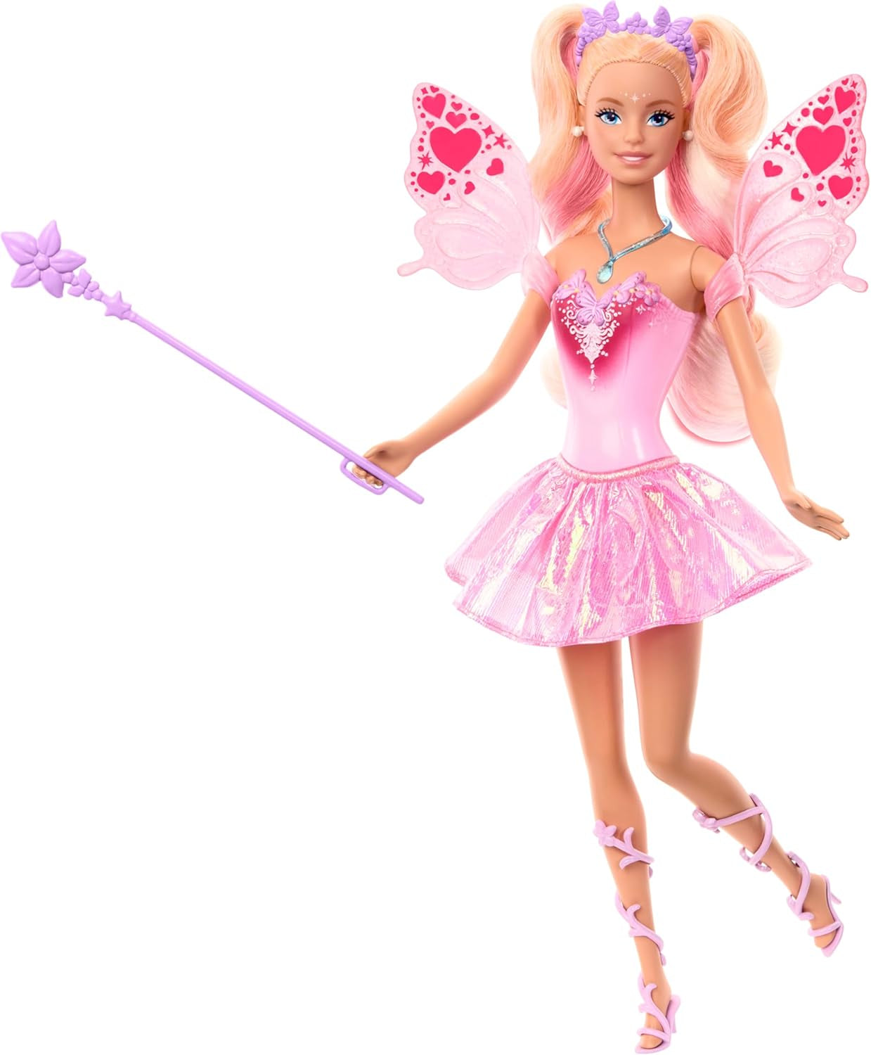 Wróżka lalki Barbie Mattel z różdżką i modnymi dodatkami, fantastyczny motyw ze skrzydłami i strojem zmieniającym kolor, JCP76, [wielokolorowy] Domyślny tytuł lalki Naty Shop