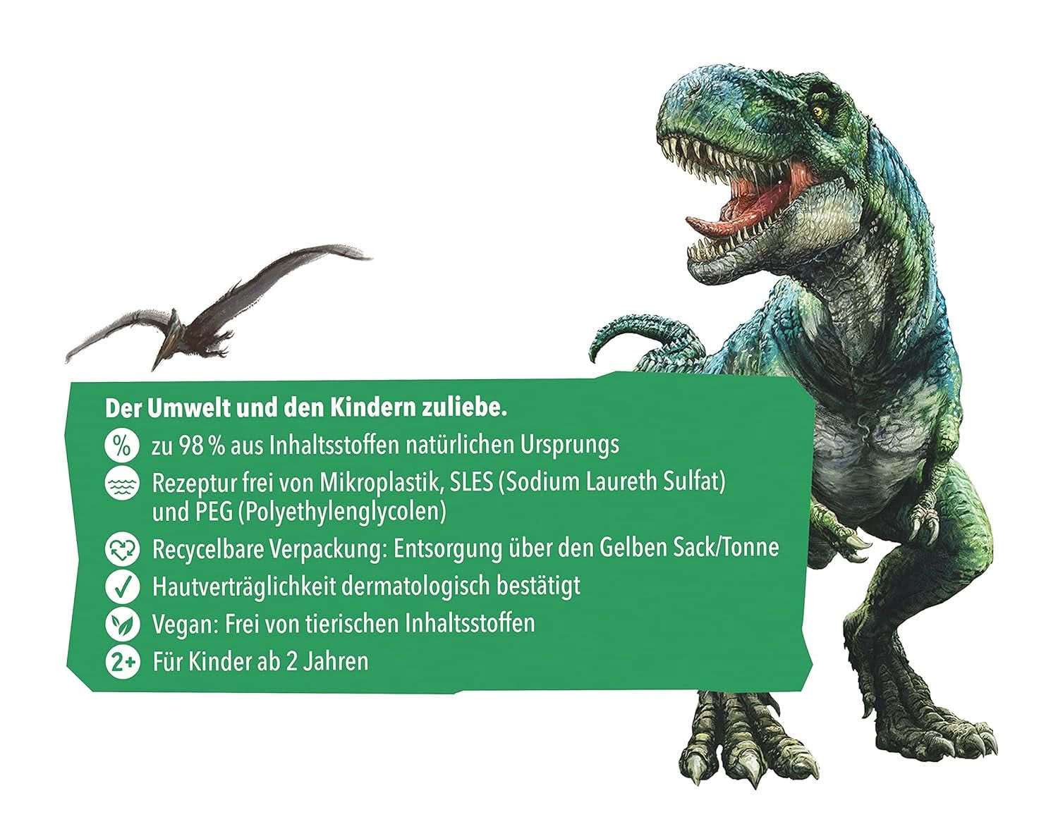 Tetesept Kids Dino - dodatek do kąpieli dla dzieci, pianka, barwi wodę na zielono, 40 ml Naty Shop