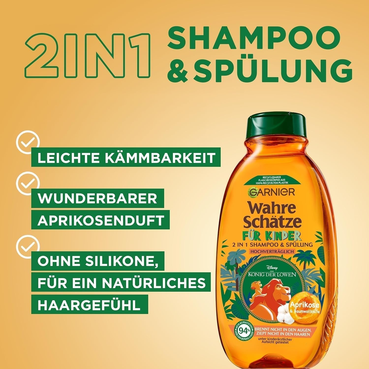 Garnier Szampon dla dzieci, do włosów wrażliwych i łatwych w rozczesywaniu, z kwiatami moreli i bawełny Garnier Prysznic i kąpiel