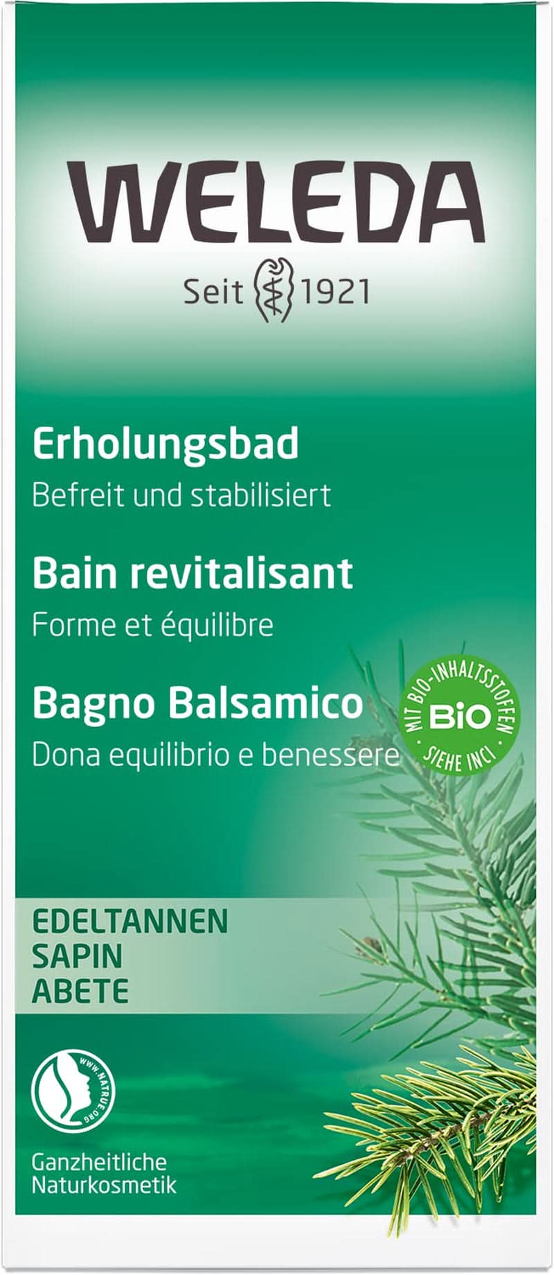 WELEDA, kosmetyki naturalne Organiczna esencja do kąpieli z olejkami eterycznymi ze świerku i jodły pospolitej do relaksu i pielęgnacji, dodatek do kąpieli zapewniający wewnętrzną siłę, 200 ml Prysznic i kąpiel Naty Shop