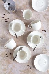 MĘSER 934105 Seria Belmira, Klasyczny zestaw do kawy na 6, 18-częściowy zestaw do kawy, ponadczasowy, elegancki, delikatny, porcelana, biały