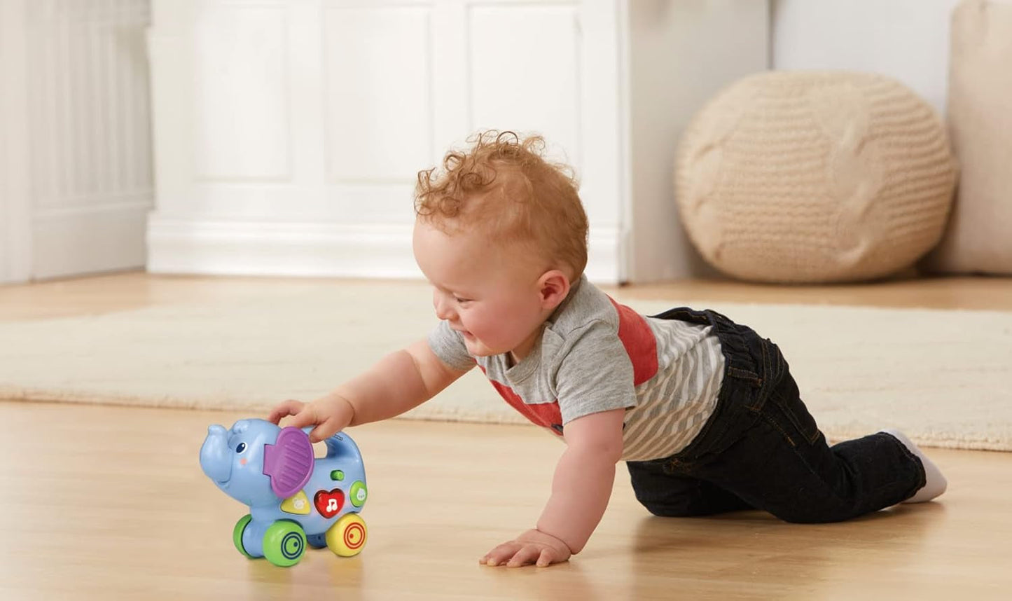 Vtech Baby Little Pushing Elephant - Interaktywna zabawka do pchania i zabawy - Z piosenkami, melodiami, zdaniami i dźwiękami - Dla dzieci w wieku 6-36 miesięcy Baby Toys Naty Shop