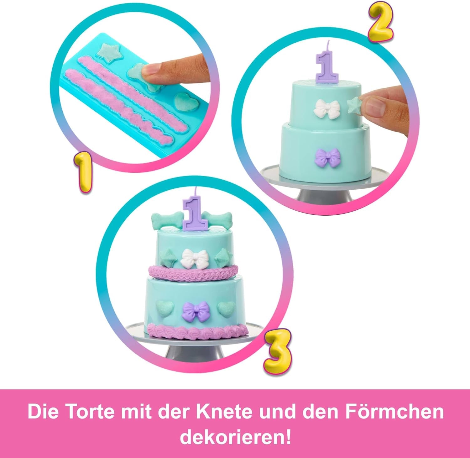 Barbie Party Doll Unboxed i akcesoria Birthday Pet Series 10 Zestaw gwiazdek na imprezę niespodziankę, w tym efekt zmiany koloru i dekoracje na ciasto JFG72