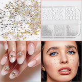 2 Boxen Nail Art Strasssteine, Mit Pincety Nägel Flatback Perlen Nail Charms Mit Kristallen Nagelzubehör Diamanten Edelstahl-Perlen Für Nagelschmuck