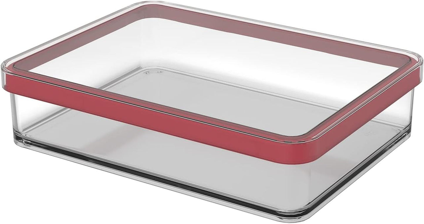 Rotho Loft Zestaw 5 słoików do przechowywania z pokrywkami, różne rozmiary, plastik niezawierający BPA (PP), przezroczysty/czerwony, (21,4 x 21,4 x 23,5 cm) Naty Shop Pudełka do przechowywania żywności o szerokości 1 l