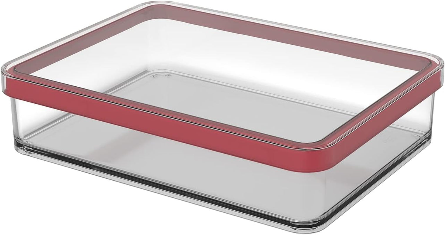 Rotho Loft Zestaw 5 słoików do przechowywania z pokrywkami, różne rozmiary, plastik niezawierający BPA (PP), przezroczysty/czerwony, (21,4 x 21,4 x 23,5 cm) Naty Shop Pudełka do przechowywania żywności o szerokości 1 l