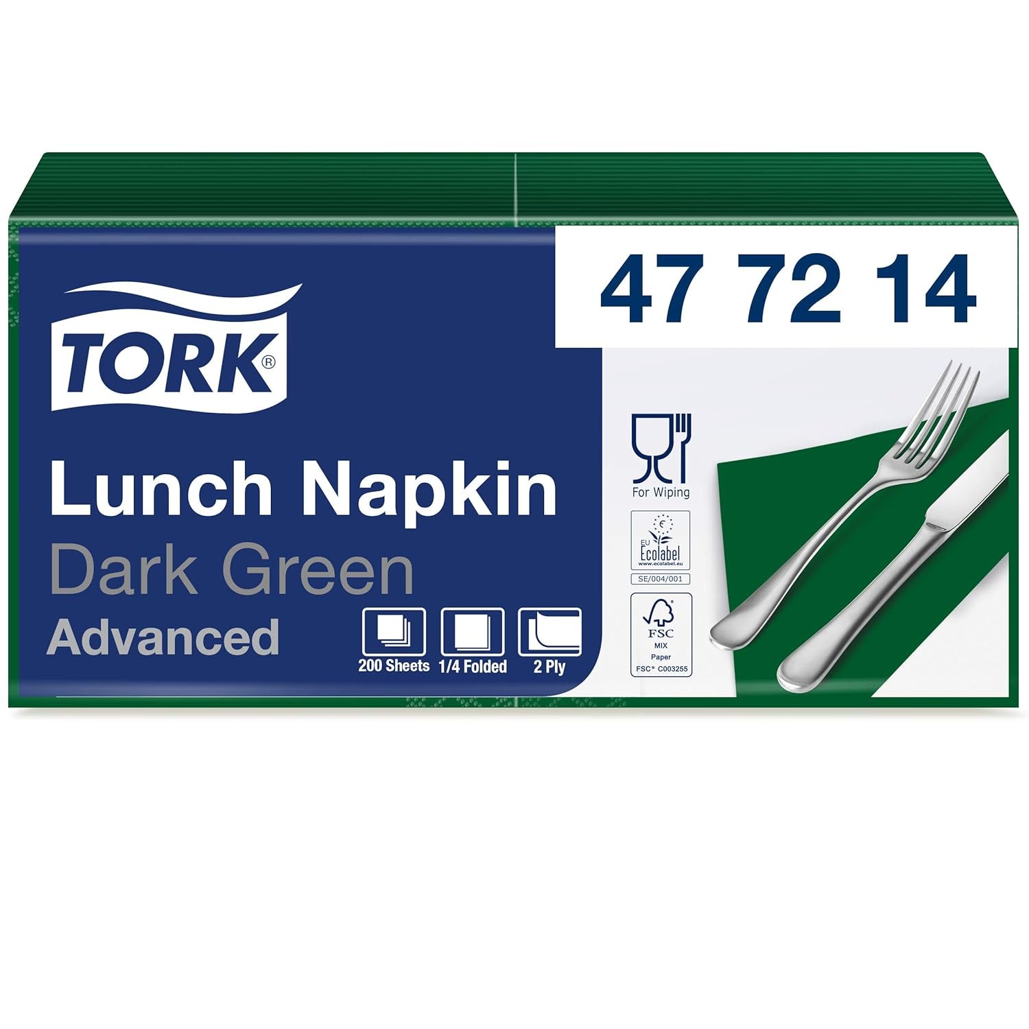 Tork 477840 Limonkowe serwetki obiadowe / 2-warstwowe serwetki do małych posiłków lub przekąsek / Zaawansowana jakość / 10 X 200 (2000) serwetki papierowe / 32,6 X 33 cm (dł. x szer.) / złożenie na 1/4