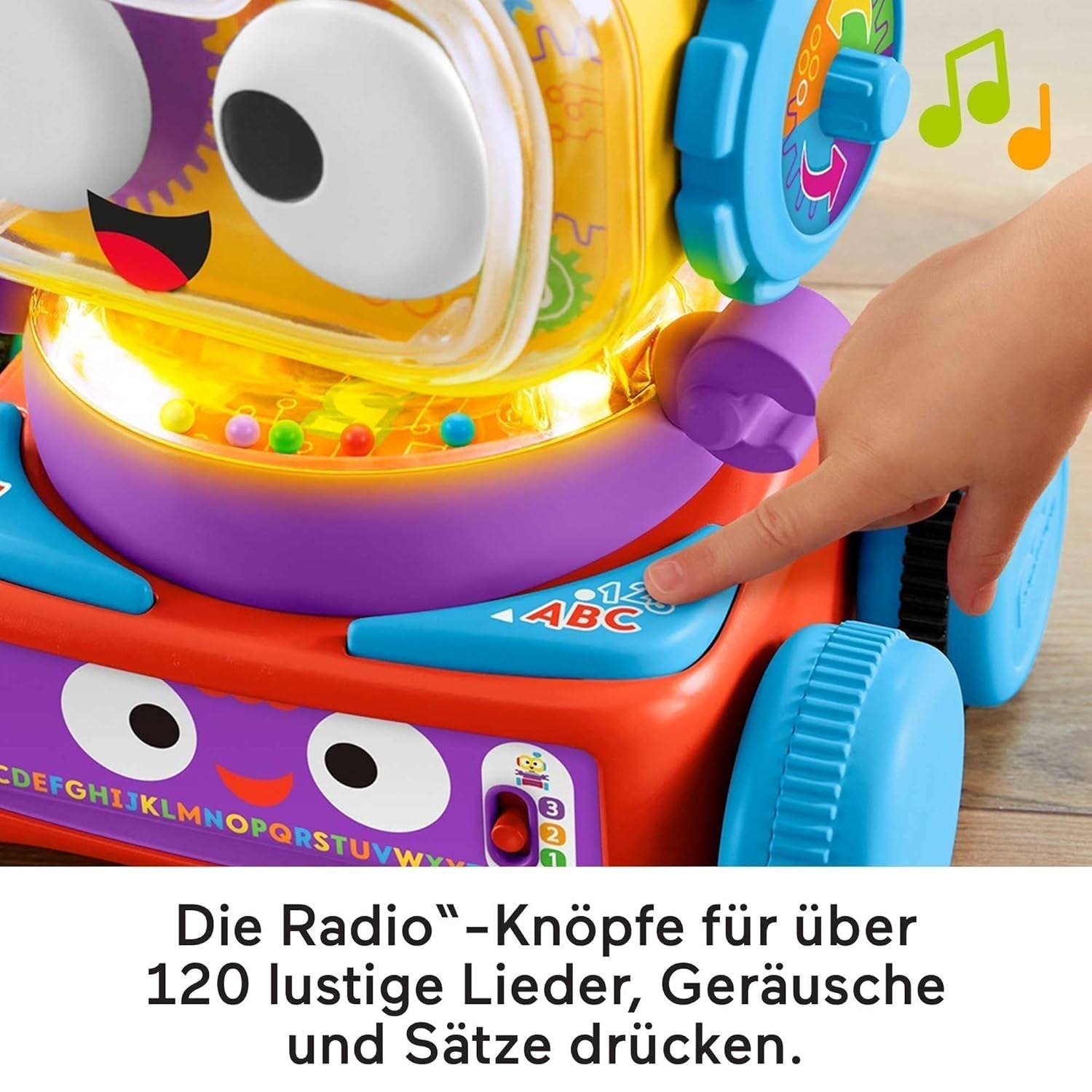 Robot uczący się Fisher-Price 4 w 1 Linus dla niemowląt i małych dzieci, Zabawka od 6 miesiąca życia - mówiąca po niemiecku, HCK39 Baby Toys Naty Shop