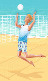 Steffi Love Beach Kevin, Kevin w stroju kąpielowym z koszulką i siatkówką, w pełni ruchoma, lalka do zabawy 30 cm, od 3 lat, biała Naty Shop Dolls