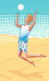 Simba Steffi Love Beach Kevin Doll, Kevin w stroju kąpielowym z koszulką i piłką do siatkówki, w pełni przegubowy, 30 cm, wiek 3+