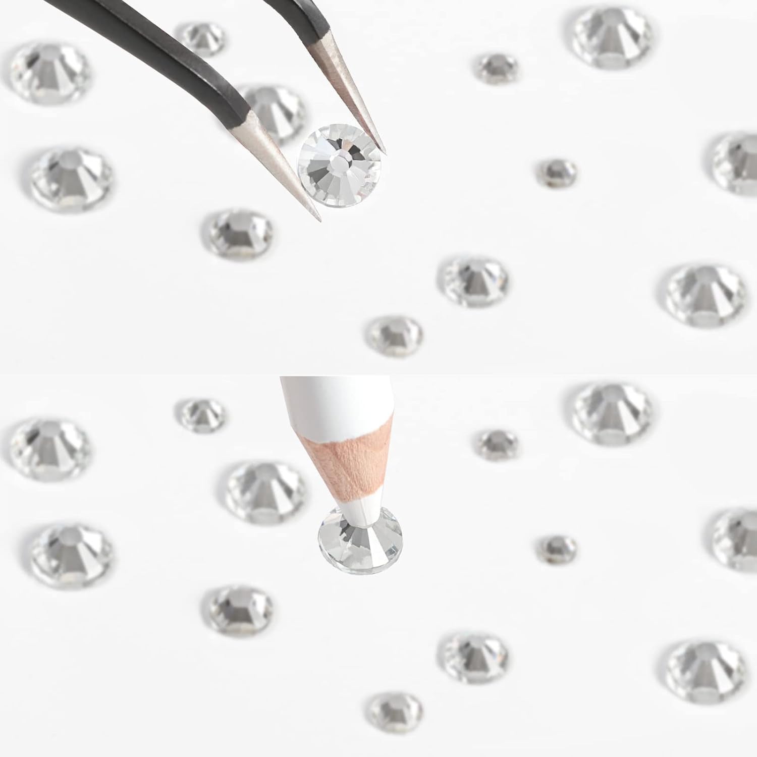 Beadsland 2500 szt. Glas Nailart Strasssteine ​​​​Kristall Flatback Edelsteine ​​​​Runde, ​​Für Handwerk Gemischt 8 Größen SS4 ~ SS30 Mit Picking Pinzette Und Stift (Kristall Weiss)