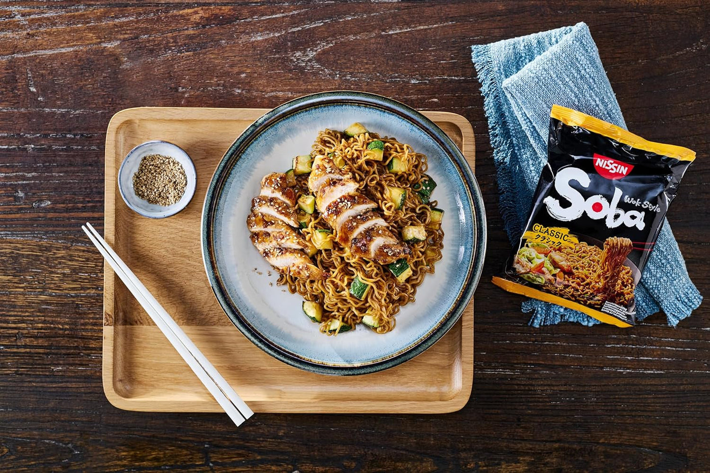 Nissin Bag Soba Noodles - Klasyczny japoński makaron błyskawiczny 9 paczek w stylu woka z sosem Yakisoba Quick Cook Kuchnia azjatycka (9 x 109g)