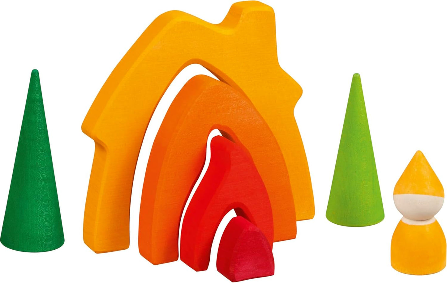 Goki 58427 - Domek karłowaty - Goki Evolution - Wykonany z wysokiej jakości drewna klonowego - 7 części - Kolorowe farby na bazie wody - Made in Europe Domki dla lalek Naty Shop
