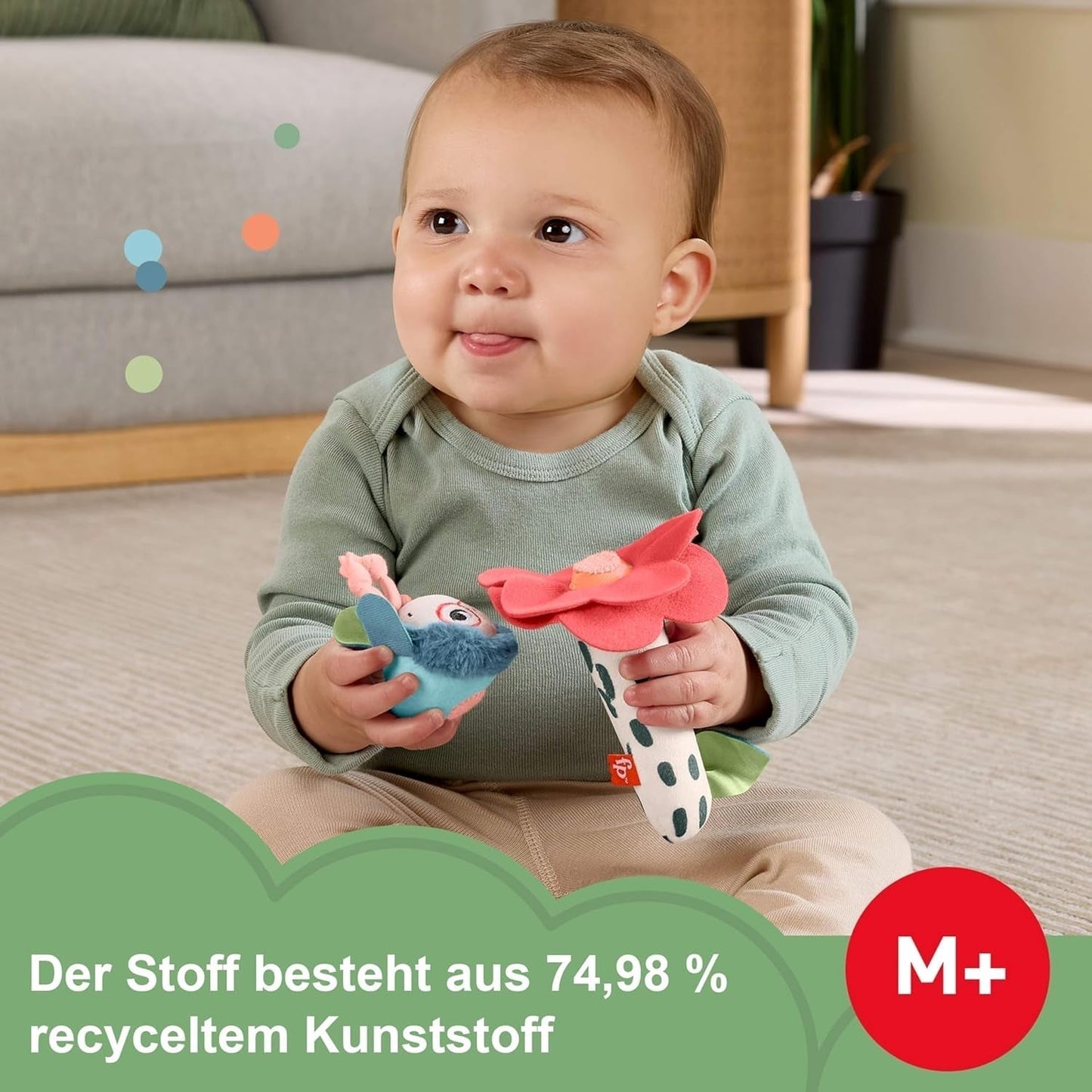Zabawka dla dziecka Fisher-Price Planet Friends Pluszowa zabawka sensoryczna 2 w 1 z dzwonkiem i pszczółką jako dwuczęściowy zestaw dla noworodków do 3 miesiąca życia, HYR56 Baby Toys Naty Shop