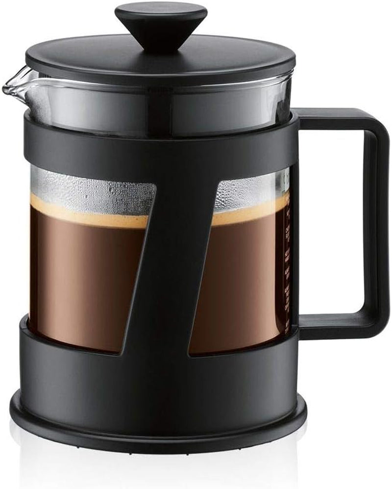 Ekspres do kawy Bodum CREMA (system French Press, stały filtr ze stali nierdzewnej, nasadka zabezpieczająca, 0,5 litra) czarny