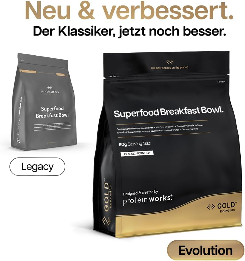 Białko działa | Śniadanie Superfood - ZŁOTA Innowacja, Nagradzane płatki zbożowe, Muesli białkowe, Bogate w składniki odżywcze zbóż, nasion i owsa, Wysoka zawartość błonnika, Jabłka i Cynamonu, 10 porcji, 600g