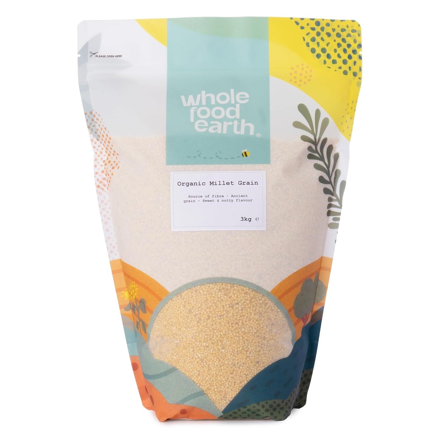 Proso organiczne Pełnoziarniste Ziemia 2 kg | Bez GMO | wegańskie | Bogaty w błonnik | Certyfikowane organiczne