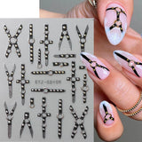 2 szt. 5D wytłoczony gotycki punk Nagelsticker, naklejka Nagel Selbstklebend Kreuz Und X-Form Halloween Nagelaufkleber, Nageldesign Zubehör Für Damen Nail Art