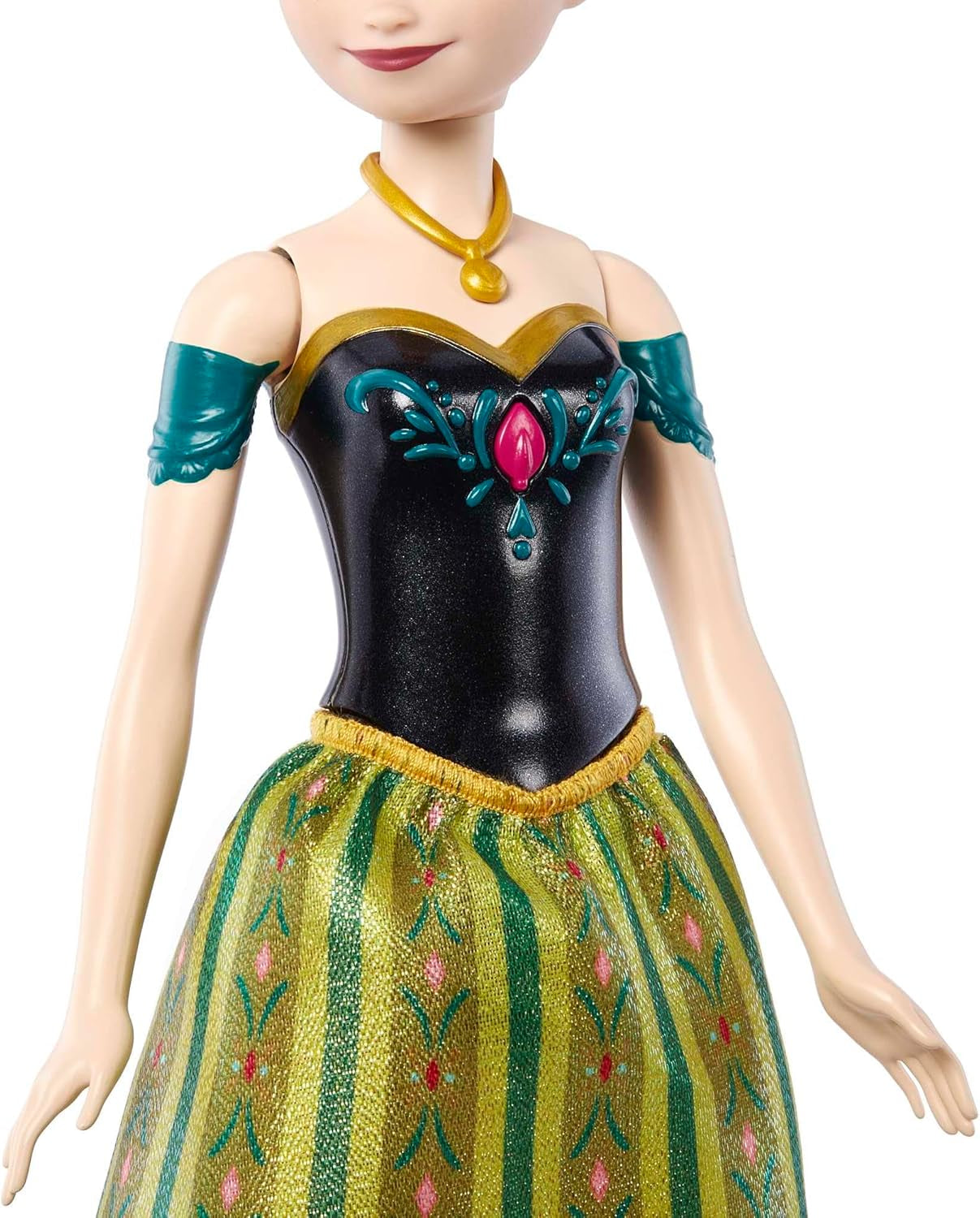 Mattel Disney Frozen Singing Anna Doll - 30-sekundowy fragment piosenki, klasyczny strój zamkowy, odpinana miękka spódnica, czesane włosy, dla dzieci w wieku 3+, wersja niemiecka, HMG41