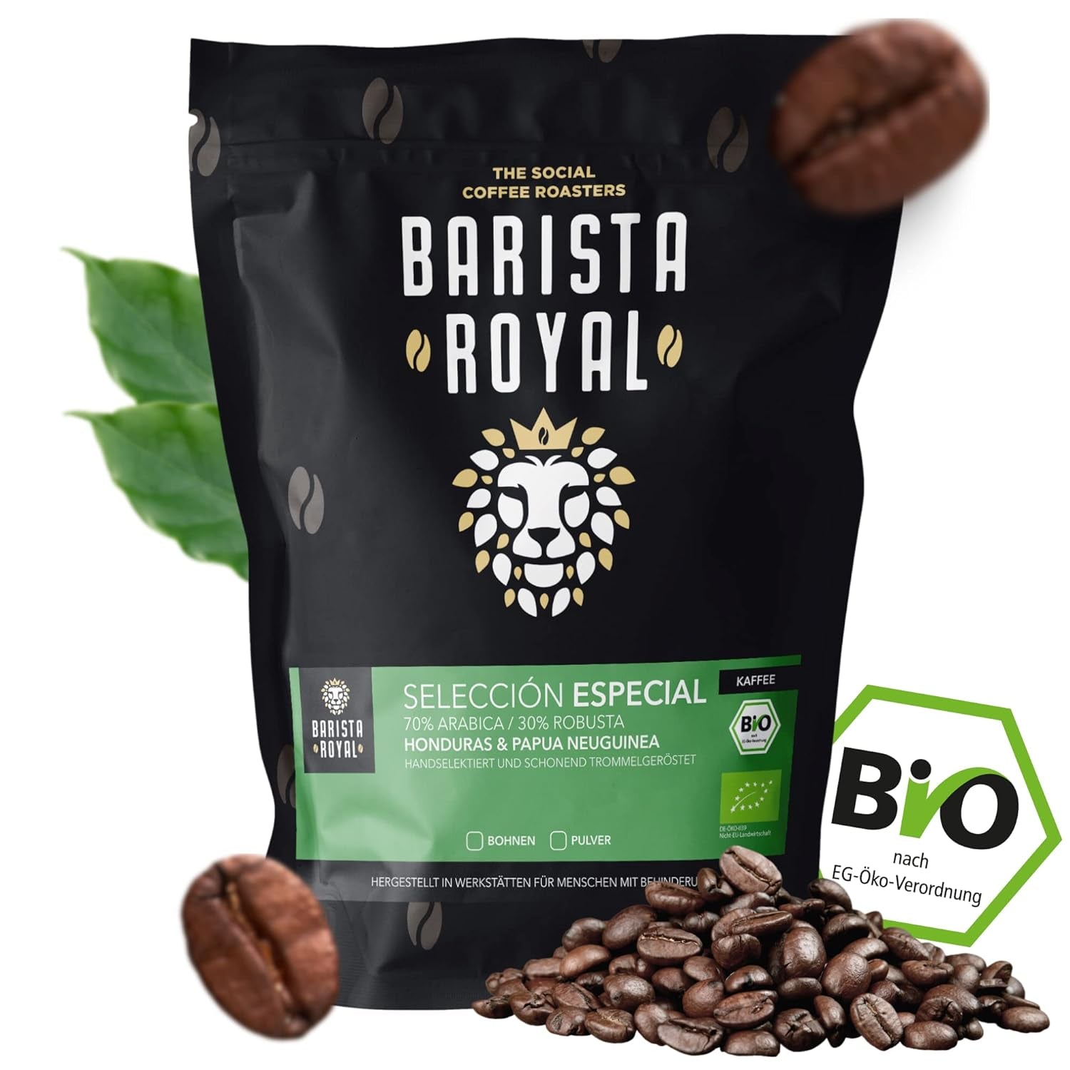 BARISTA ROYAL Bio Kaffeebohnen 1kg „Wybór Specjalny” | Frische Kaffeebohnen direkt gehandelt | 70% Arabika, 30% Robusta Kaffee ganze Bohnen | Idealny do maszyn w pełni automatycznych i filtrujących
