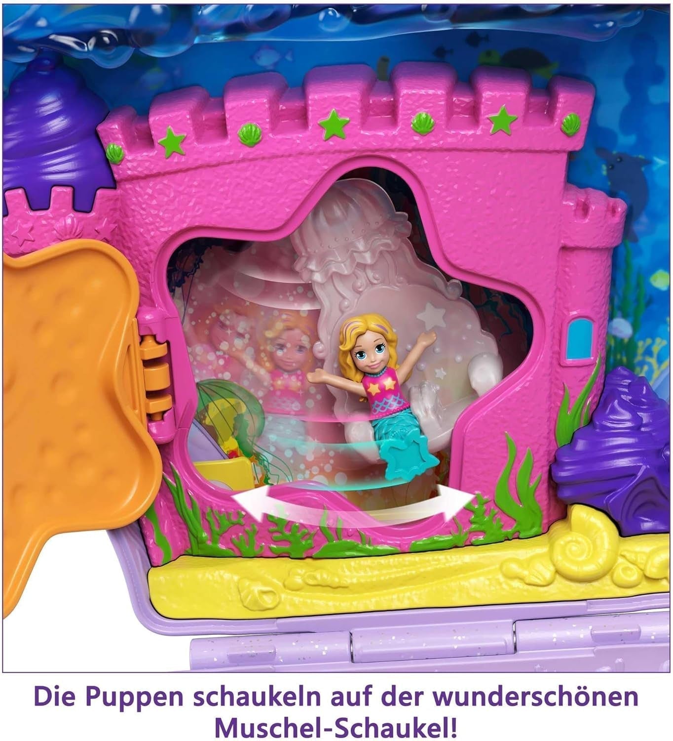Polly Pocket Trumna Zawijana torba na muszelki Pod wodą 2 lalki 1 Łódź podwodna Polly Pocket Zabawka syrenka 4-letnia zabawka GNH11 Naty Shop Dolls