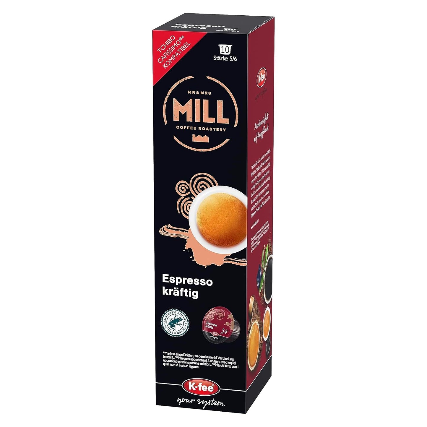 Mr & Mrs Mill Espresso mocne, kompatybilne z K-fee i Tchibo Cafissimo*, Stärke 5/6, 120 kapsułek kawy