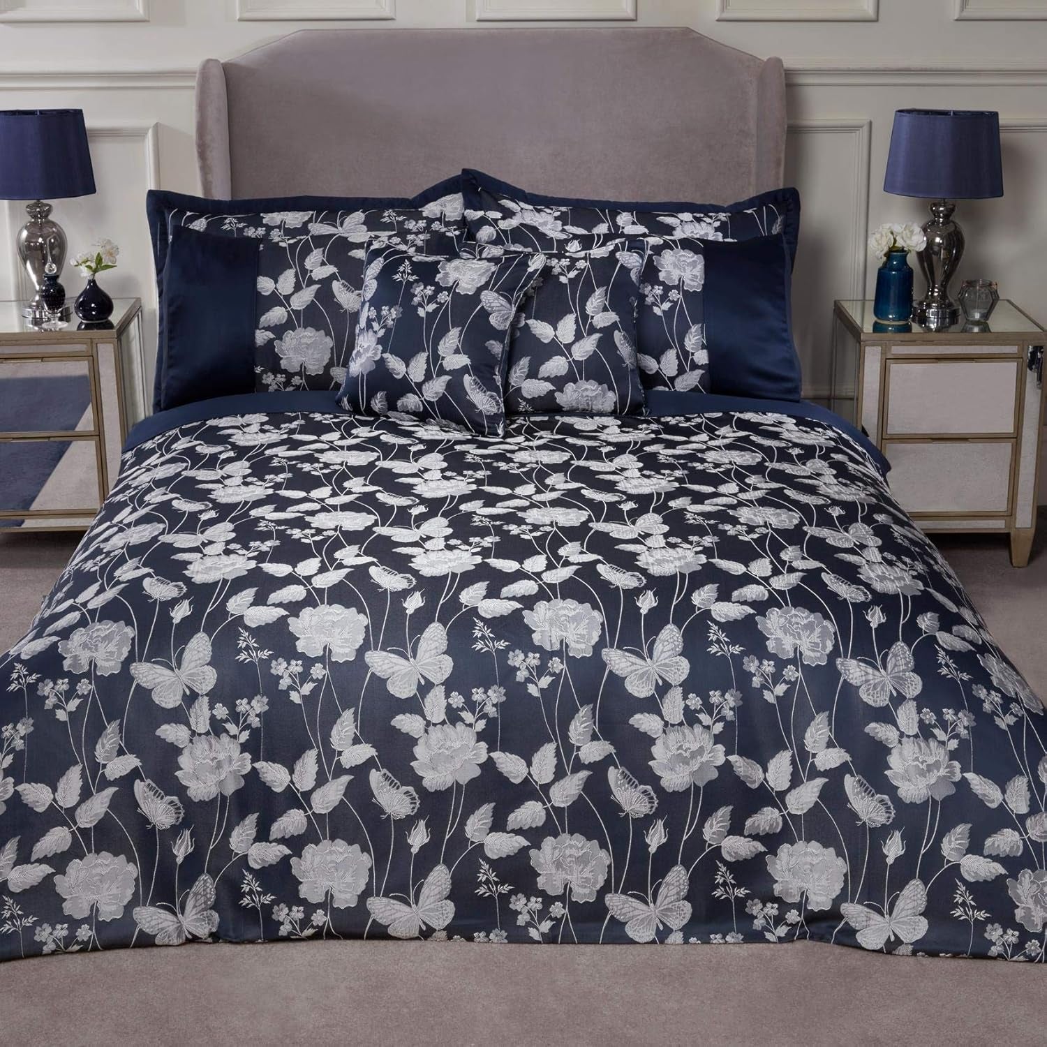Pocieszyciel Emma Barclay Butterfly Meadow do łóżka king size, 100% poliester, kremowy Naty Sklep z kołdrami i kołdrami Granatowy duży rozmiar