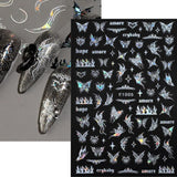 4 Blätter Holographisch Laser Weiß Schmetterling Nagelsticker,Y2K Aurora Schmetterlinge Stern Nail Naklejka 3D Flamme Herz Nageldesign Nagelsticker Selbstklebend Nagel Naklejka Nagel Zubehör Nail Art